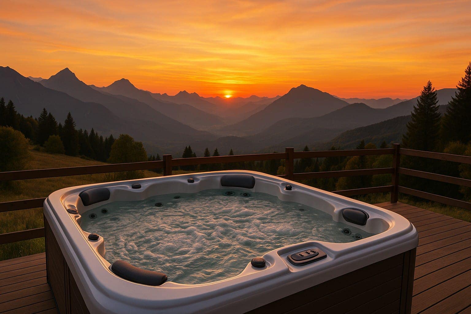 Jacuzzi ogrodowe przy tarasie
