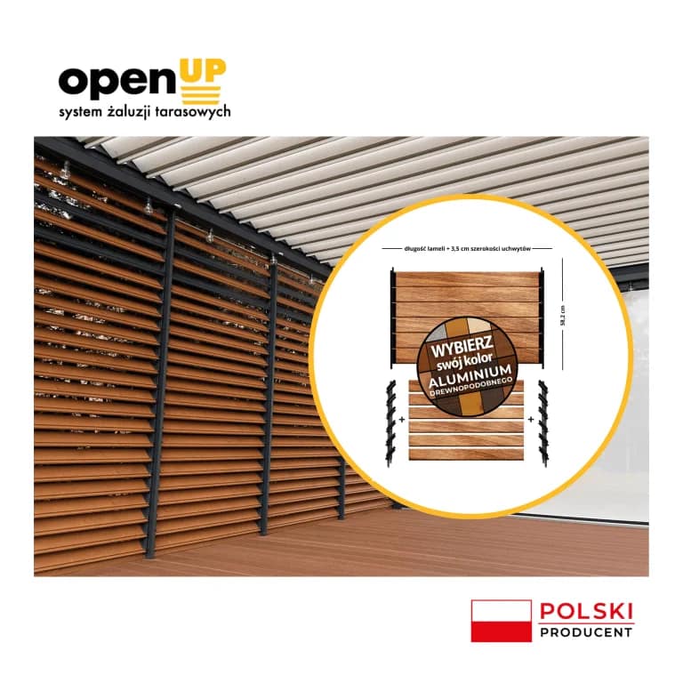 Ruchome lamele ALUMINIOWE DREWNOPODOBNE PIONOWE